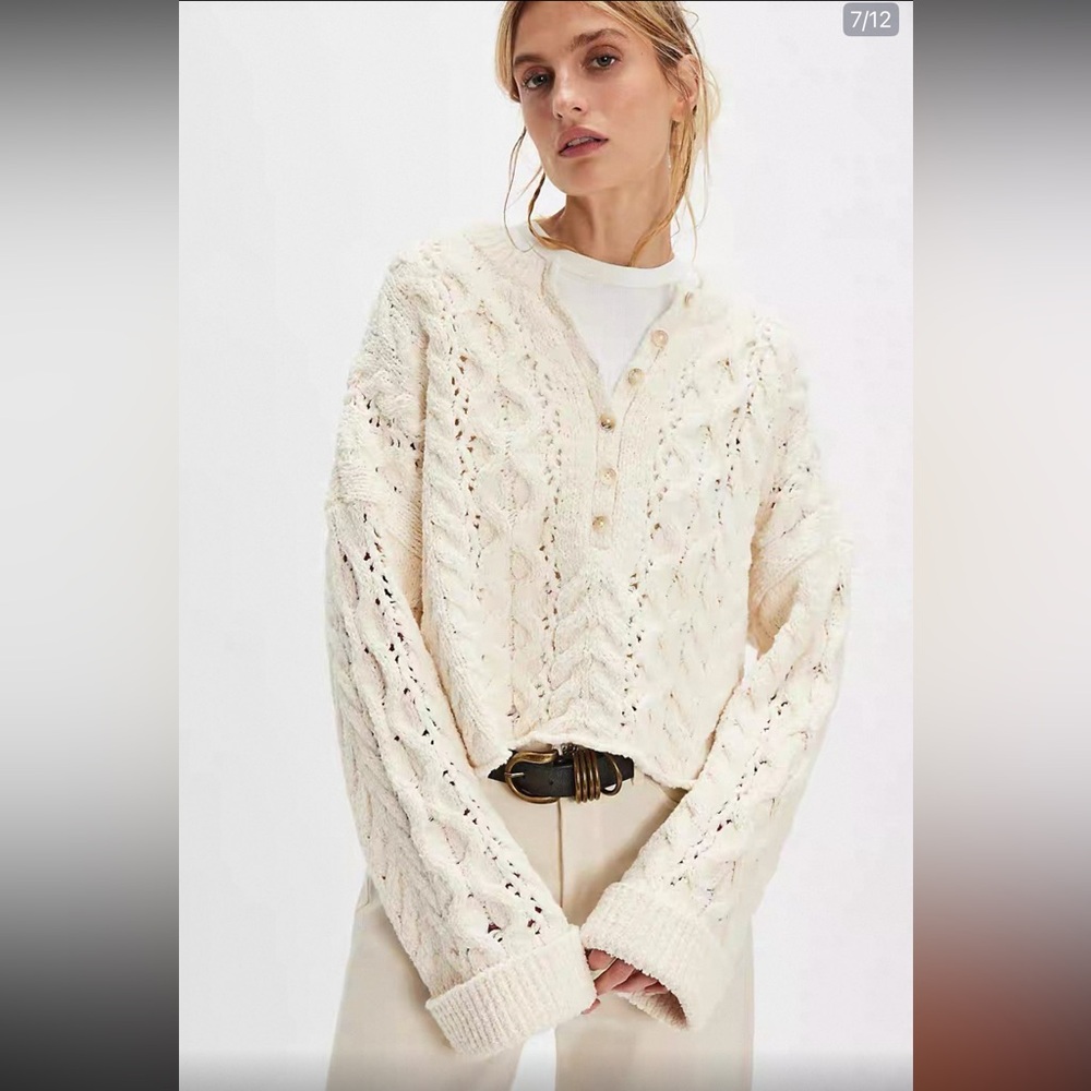 🐈⛅️Authentic Free People Polly Cable-Knit Sweater🧸 - Picture 5 of 17